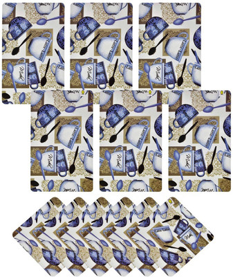YELLOW WEAVES Rectangular Pack of 6 Table Placemat(Multicolor, PVC)