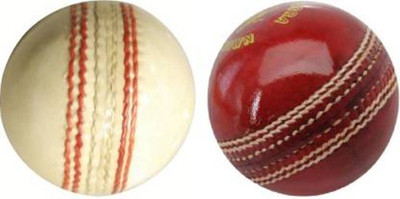 labh traders labh Combo of Two Cricket Ball -Red and White Cricket Leather Ball Cricket Leather Ball(Standard, Pack of 2, Red, White)