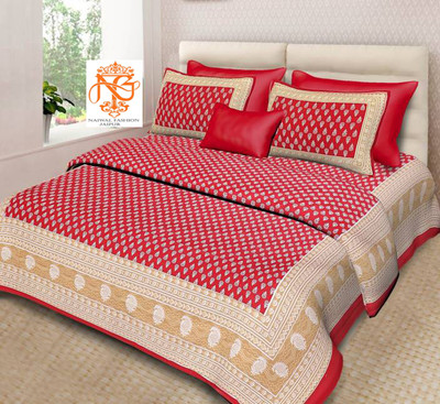 Aranatha Enterprises Cotton Double Flat 151 TC Floral Bedsheet(Pack of 3, Red)