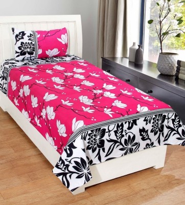 Bapoli fab 160 TC Microfiber Single Printed Flat Bedsheet(Pack of 1, Pink)