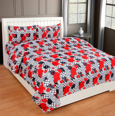 Twinkle Star's 220 TC Microfiber Double Floral Flat Bedsheet(Pack of 1, multicolor1)