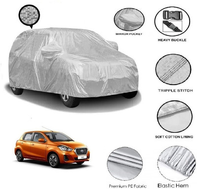 GIFFEN Car Cover For Datsun Go (With Mirror Pockets)(Silver)