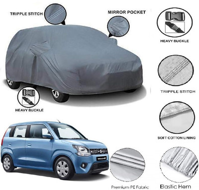GIFFEN Car Cover For Maruti Suzuki Wagon R 1.0 (With Mirror Pockets)(Grey)