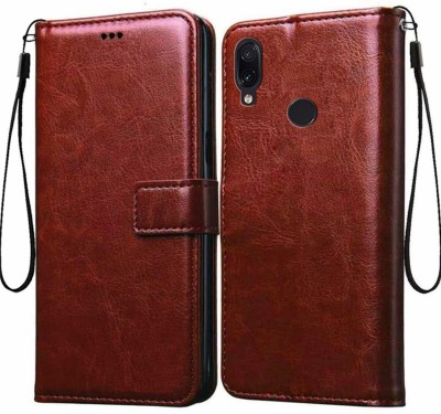 Tingtong Flip Cover for Xiaomi Mi Redmi Note 7 Pro(Brown, Cases with Holder, Pack of: 1)