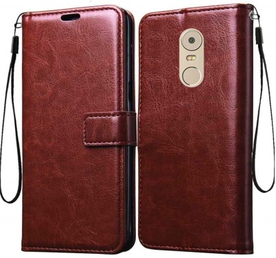 Tingtong Flip Cover for Lenovo K6 Note(Brown, Cases with Holder, Pack of: 1)