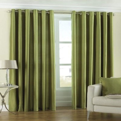 Koli Trading 213 cm (7 ft) Polyester Semi Transparent Door Curtain (Pack Of 2)(Abstract, Green)