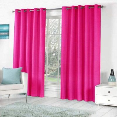RS COLLACTION 214 cm (7 ft) Polyester Door Curtain (Pack Of 2)(Plain, Pink)