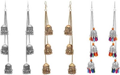 Samridhi DC Combo pack of 3 Oxidized silver earring triple jhumki Alloy Drops & Danglers, Jhumki Earring