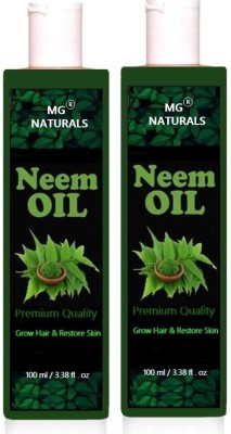 MG Naturals PREMIUM PURE & ORGANIC NEEM OIL 200 ML (100 ML EACH ) Hair Oil(200 ml)