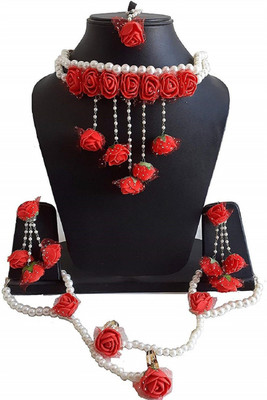 New Jaipur Handicraft Hukum Mere Aaka Fabric Red, White Jewellery Set(Pack of 1)