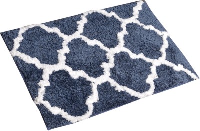 AEROHAVEN Microfiber Bathroom Mat(Navy Blue, White, Extra Large)