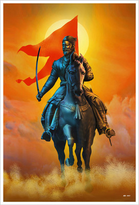Chhatrapati Shivaji Maharaj on Horse Paper Poster Paper Print(18 inch X 12 inch, Rolled)