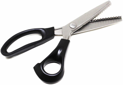 7Q7 Zigzag Scissors Stainless Steel Blades Art and Craft Border Zig Zag Pinker Scissor with Plastic Handle/Pinking Scissors Scissors(Set of 1, Black)