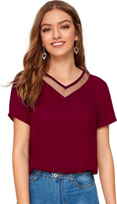 Rudra Export Casual Solid Women Maroon Top