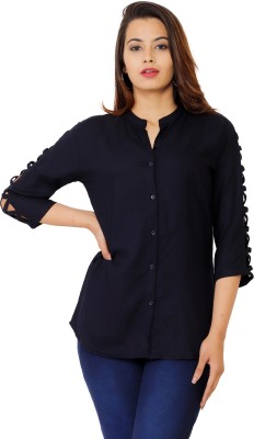 NANCHI Casual Solid Women Blue Top