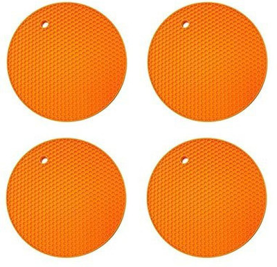 DEAGAN Round Rubber Set new fabric Trivet(Pack of 4)