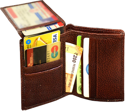 ABYS Men Brown Genuine Leather Wallet(8 Card Slots)