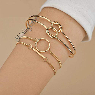 Shining Diva Metal Gold-plated Bracelet Set(Pack of 3)