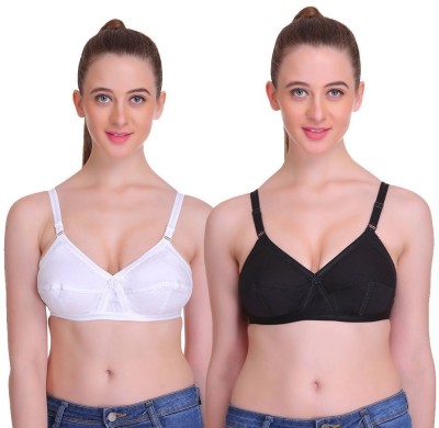 TT by TT Women Full Coverage Non Padded Bra(White, Black)