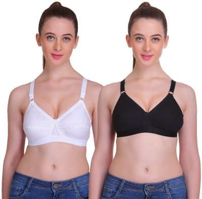 TT by TT Women Full Coverage Non Padded Bra(White, Black)