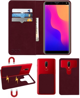 ACM Flip Cover for I Kall K2 Plus(Maroon, Cases with Holder, Pack of: 1)