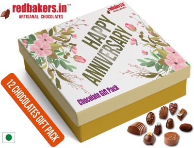 redbakers.in HAPPY Anniversary 12Chocolate Gift Box Truffles(180 g)