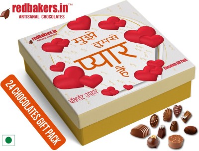 redbakers.in I Love You HINDI 24Chocolate Gift Box Truffles(400 g)