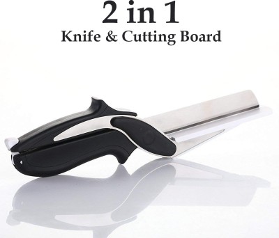 TrustShip ™ 2 in 1 Superior Quality Clever Cutter Kitchen Knife Food Chopper / Smart Cutter Scissor Knife Multi-Functional Kitchen Snap Cutter Food Scissors For Fruits & Vegetable Vegetable & Fruit Chopper(1 Knife Chopping Board)
