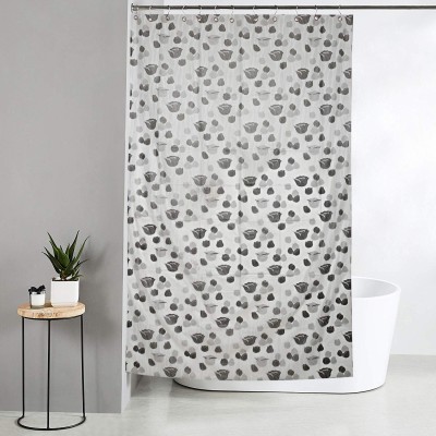 KUBER INDUSTRIES 214 cm (7 ft) PVC Shower Curtain Single Curtain(Self Design, Grey)