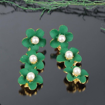 Shining Diva High Quality Latest Floral Party Wear Stylish Traditional Earrings Pearl Alloy Drops & Danglers