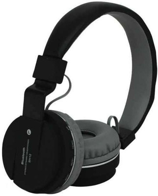 KLUZIE Deep Rich Bass Stereo Sound SH-12 Headphone With FM Bluetooth Headset(Black, Wireless over the head)