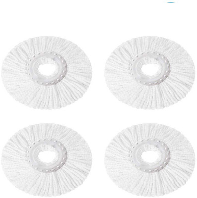 SURABHI 4 Pack Mop Head Replacement for 360° Spin Magic Mop Round Shape Standard Size Mop Set(White)