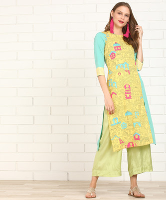 Anmi Printed Women Straight Kurta(Multicolor)