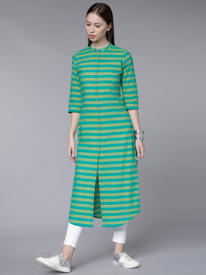 Vishudh Women Dyed/Ombre Straight Kurta(Light Blue)