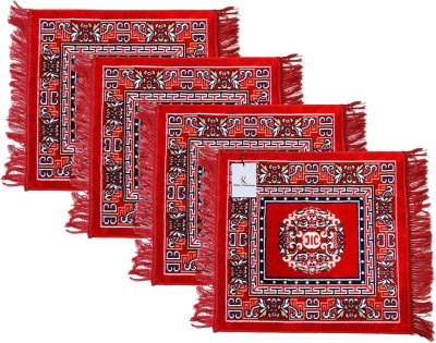 KUBER INDUSTRIES Velvet Prayer Mat(Red, Free, Pack of 4)