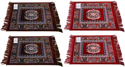 KUBER INDUSTRIES Velvet Prayer Mat(Brown & Maroon, Free, Pack of 4)