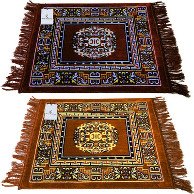 KUBER INDUSTRIES Velvet Prayer Mat(Brown & Gold, Free, Pack of 2)
