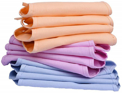 Nonibud Baby's Cotton Cloth Diapers/Langot Double Layer U Shaped Washable and Reusable Nappies (Multicolour, 0-6 Months) Pack of 12 Pieces