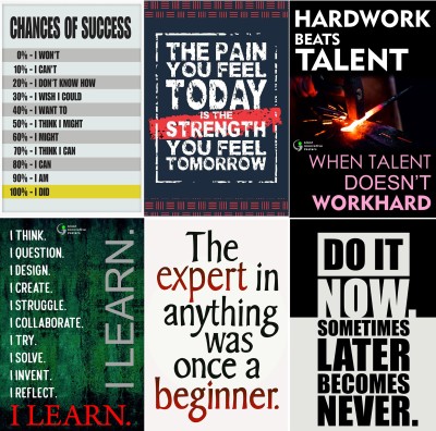 Motivational Combo of 6 HD Posters (250 GSM Paper, 12x18 Inch, Multicolour) Paper Print  (18 inch X 12 inch)