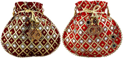 lookingfab Potli Matka Combo-19(Red,Maroon) Potli