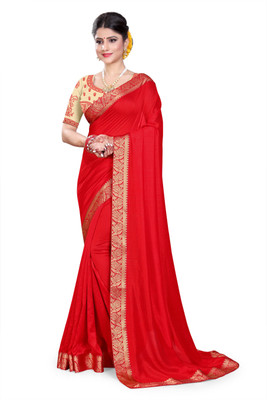 mahalaxmi fab Solid/Plain Bollywood Pure Silk Saree(Red)