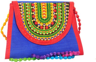 Sunesh Creation Blue Sling Bag Handcrafted Traditional Embroidery Sling Bags/Rajasthani Sling Bags/Shoulder Bags/Crossbody Bag/Ethnic Shoulder Sling Bag for Women and Girls