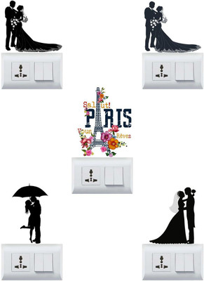 DivineDesigns 13 cm Couple Switch Board Sticker Self Adhesive Sticker(Pack of 1)