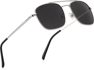 Royal Son Rectangular Sunglasses(Black, Silver)