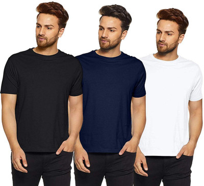 LazyChunks Solid Men Round Neck Multicolor T-Shirt