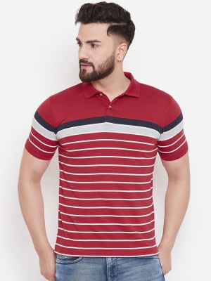 Austin Wood Striped Men Polo Neck Red T-Shirt