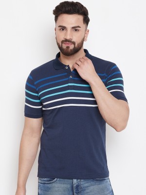Austin Wood Striped Men Polo Neck Blue T-Shirt