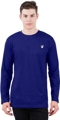 OFFENDERS Solid Men Round Neck Dark Blue T-Shirt