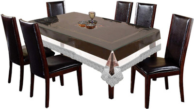 KUBER INDUSTRIES Self Design 6 Seater Table Cover(Silver Lace, PVC)