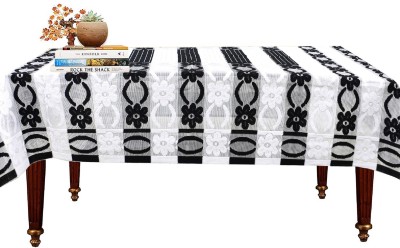 KUBER INDUSTRIES Floral 4 Seater Table Cover(Black & White, Cotton)